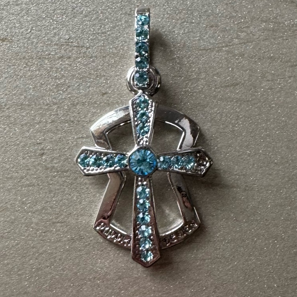 Puppia Silver and Blue Cross Necklace